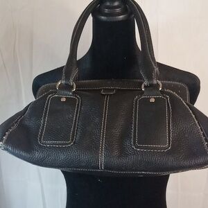 Ann taylor black pebbled leather handbag